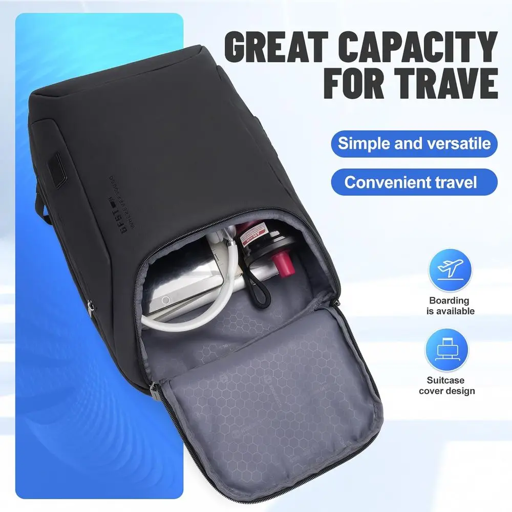 Sac à dos BusinSmart avec serrure TSA, sac à dos pour ordinateur portable imperméable, port de charge USB, sac à dos anti-vol, 180 °   Conception d'ouverture