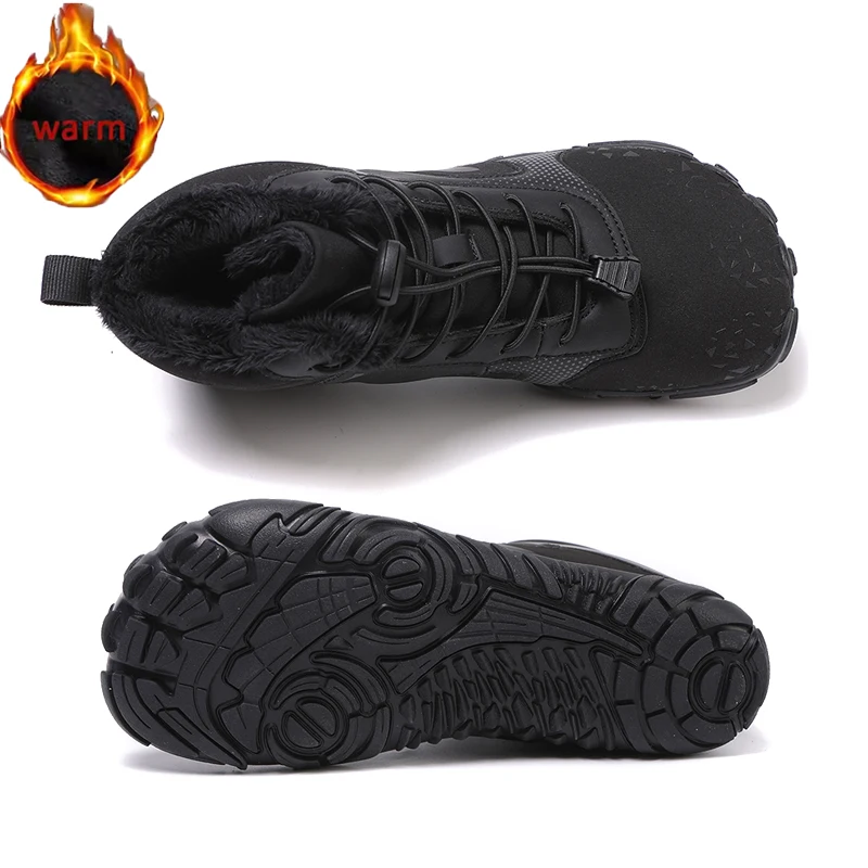 

Зимние зимние ботинки унисекс, плюшевые теплые ботильоны для мужчин и женщин, нескользящая уличная водонепроницаемая походная обувь, повседневная хлопковая обувь