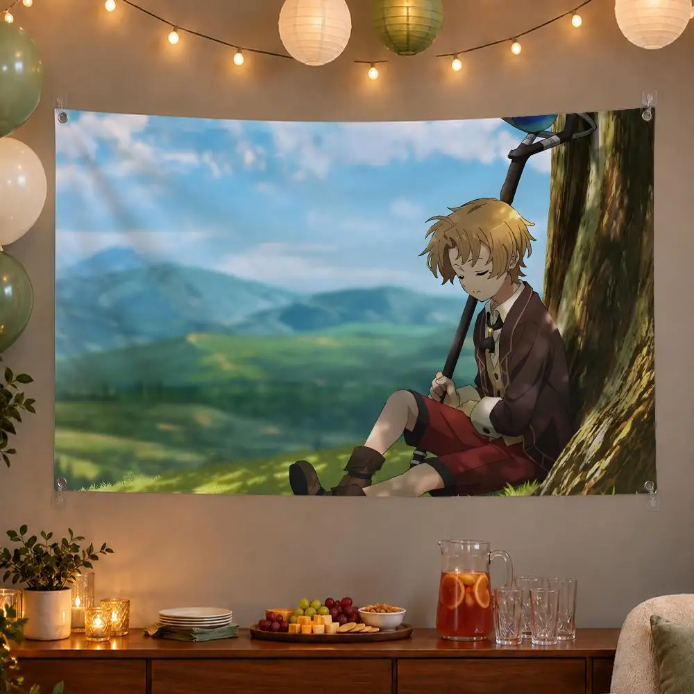 Fantasy Anime Mushoku Tensei: Jobless Reincarnation Flags Wall Hanging Banner Indoor Outdoor Party Home Wall Decor Backdrop