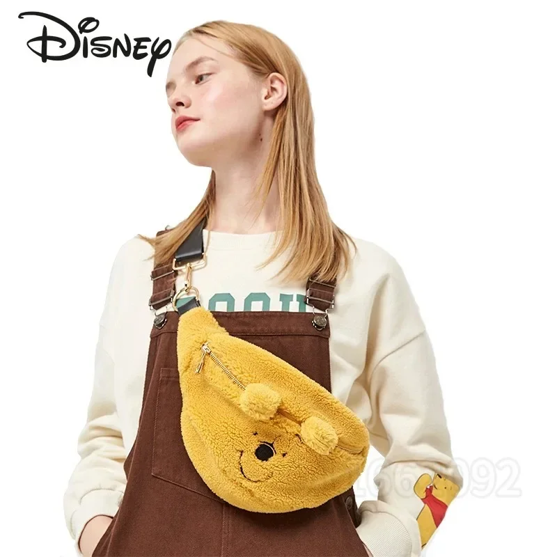 Disney-Sac à bandoulière Winnie l\'ourson pour femme, sac à bandoulière en peluche pour fille, sac de poitrine de dessin animé mignon, haute qualité,