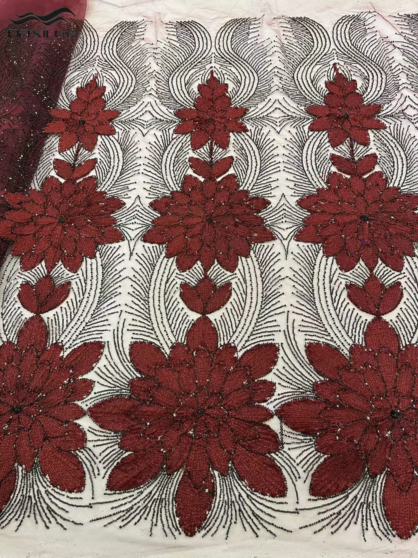 

Madison Luxury Beaded Lace Fabric Fabric High Quality Nigerian Lace Fabric 2026 Sequins Lace Mesh Fabric For Party Dress