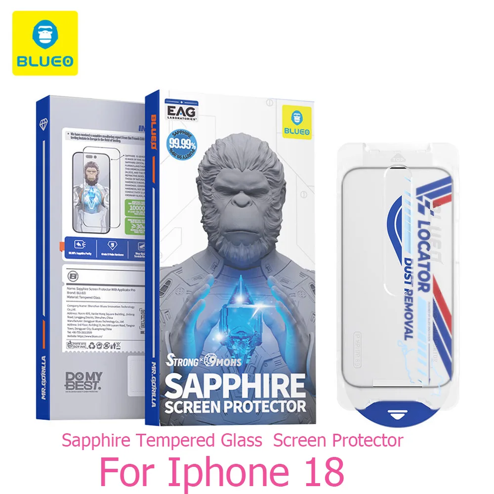 Original Blueo Sapphire for iPhone 18 Pro MAX Screen Protector With Installation Tray For iPhone 18 Pro Screen Protector