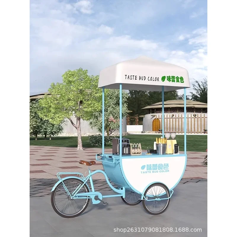 Outdoor Mobile Food Cart Snack Truck for Coffee Milk Tea Lemonade Glutinous Rice Ball Sausage Stall Bazaar Vendor Trolley view 3
