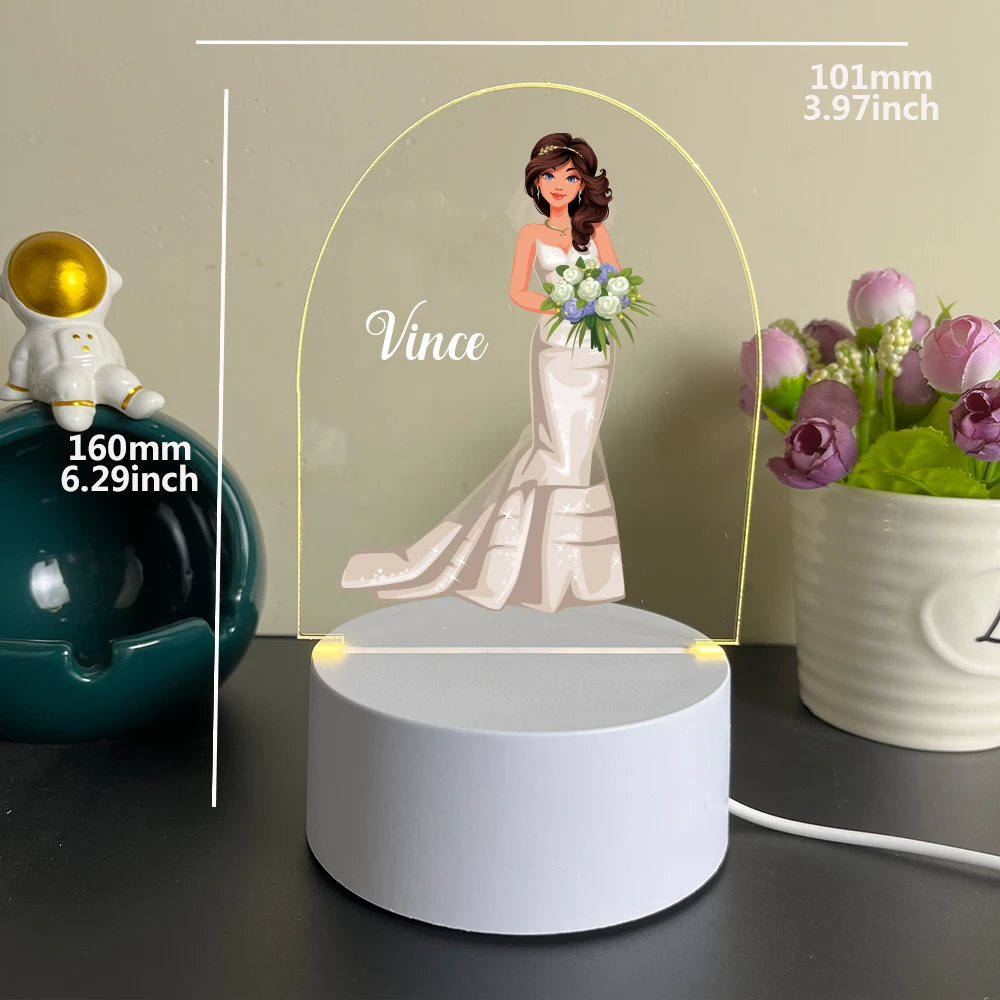 Personalized Custom Wedding Cartoon  3D Led Optical Illusion Table Lamp Birthday Party Decor 3D Led Night Lamp