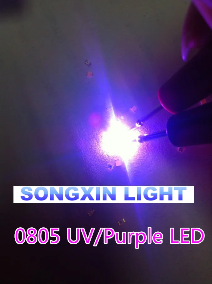 100 pz/lotto SMD SMT UV/Viola 0805 Super luminoso lampada a LED luce 2.0*1.2*0.8mm 390-410nm smd 0805 led 0805 uv 0805 viola