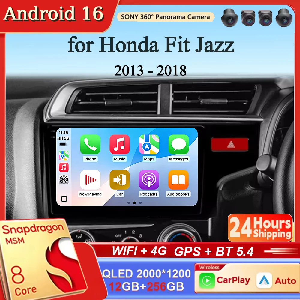 Player Screen Head Unit 9'' Android 16 Car Radio for Honda Fit Jazz 2013 2014 2016 2018 GPS Navigation Stereo Multimedia Video