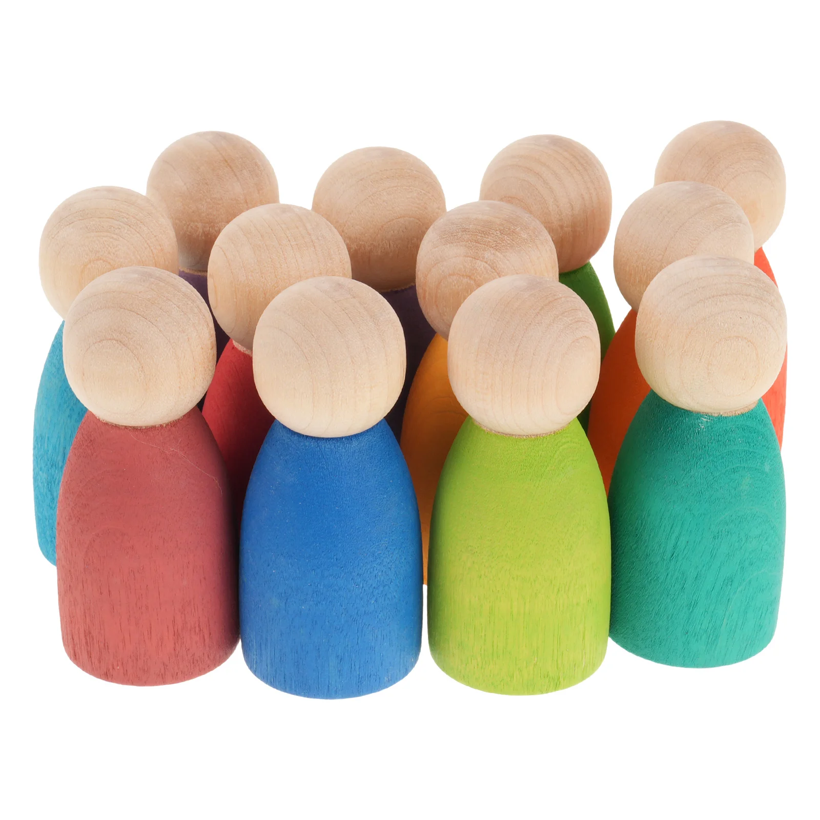 12 Stuks Houten Stapelen Voor Peuters Regenboog Kleur Sorteren Pinnen Montessori Bouwstenen Fijne Motoriek Voorschoolse Leren