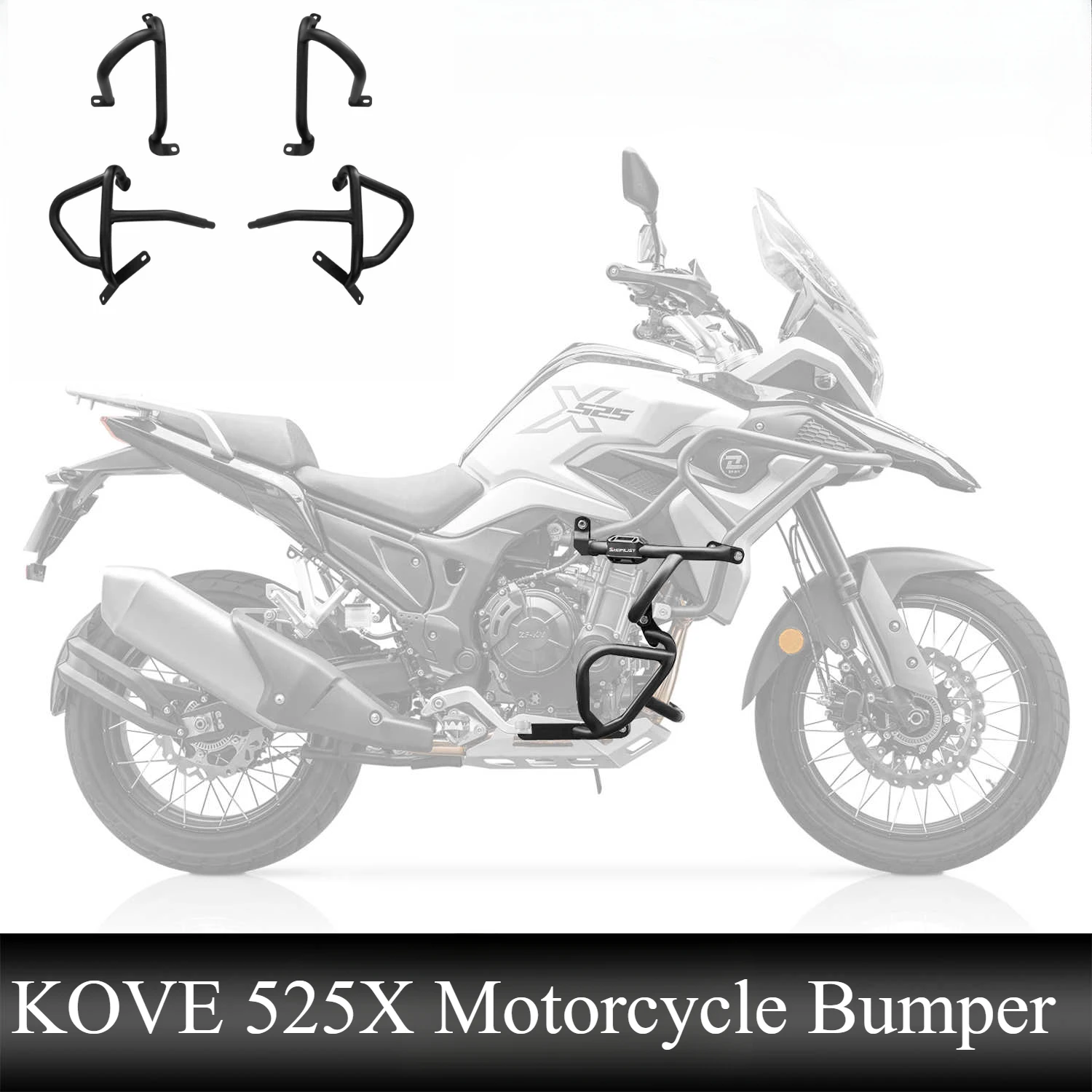 

For KOVE 525X Motorcycle Bumper High Carbon Steel Bumper Fully Enclosed Mid Bar Lower Bar Competitive Anti Fall Bar