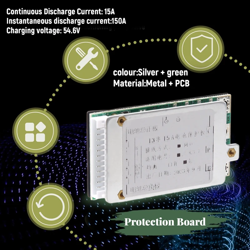 13S 48V 15A Li-Ion Lipolymer Battery Protection Board BMS PCB Board With Heatsink For E-Bike Escooter