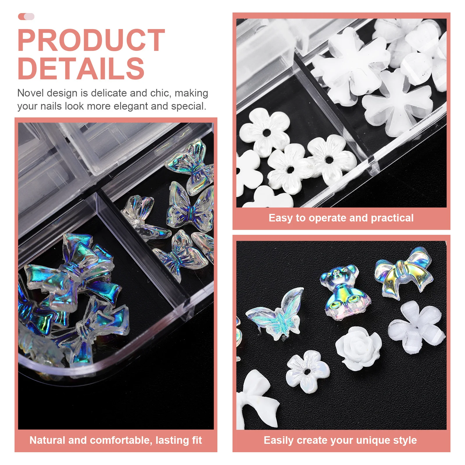 1 صندوق الراتنج السحر زهرة القوس شكل ترصيع Diy بها بنفسك مانيكير زينة مسمار الفن الديكورات أظافر لتقوم بها بنفسك بقع صالون الأظافر #1