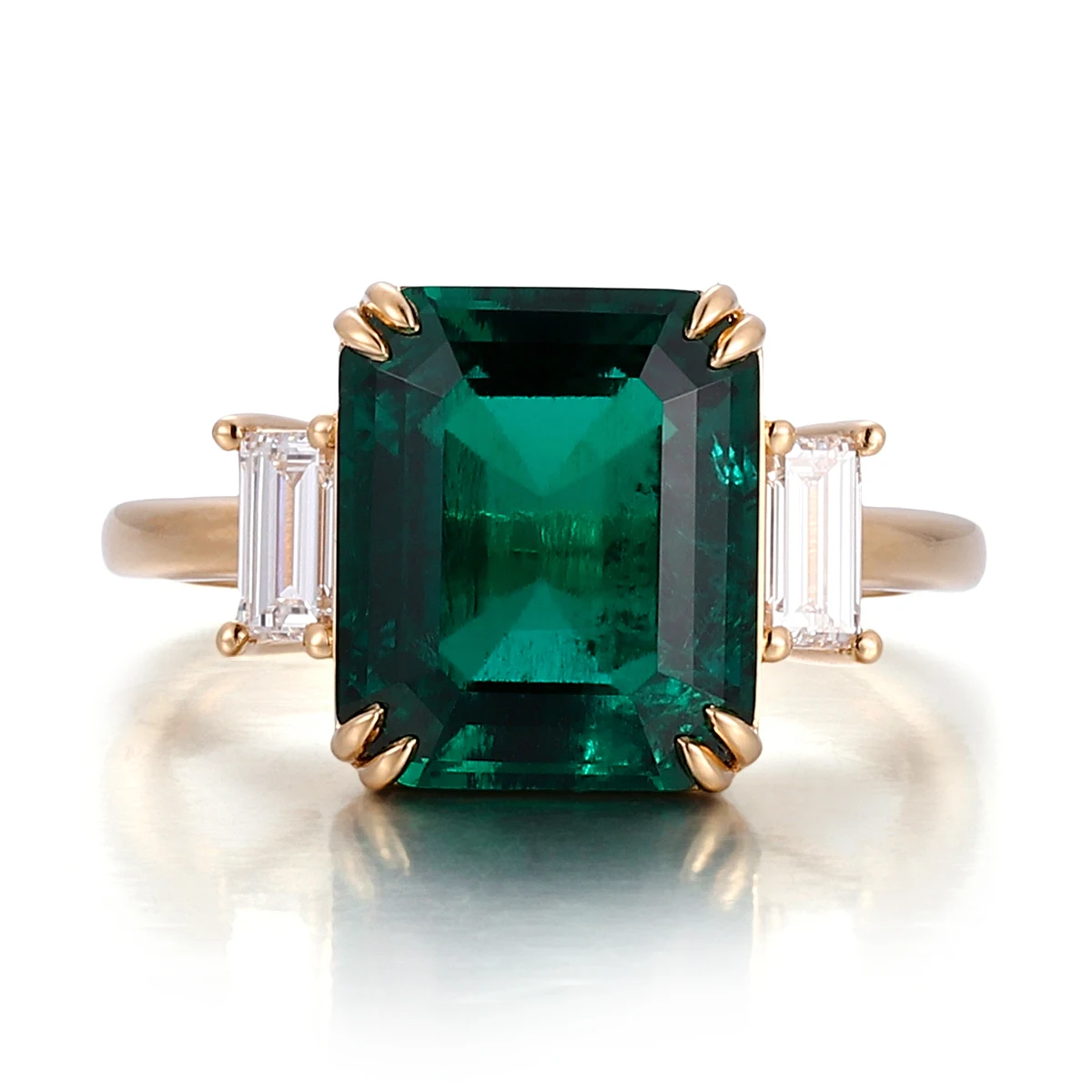 

Provence 14K Solid Gold Engagement Rings for Women Lab Grown Colombia Anniversary Rings 7CT Emerald Cut Promise Rings for Mother