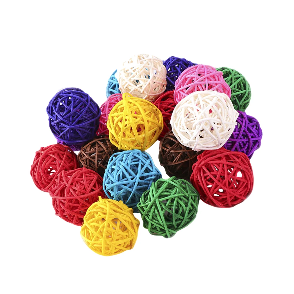 

100pcs Rattan Balls Aromatherapy Small Colored Bulk Child Christmas Party DIY Decoration Home Garden Wedding Ornament