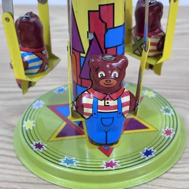 Carrousel à Triple ours en métal, jouet à remonter, modèle de personnage rétro, cadeau d'anniversaire et de noël, jouets mécaniques