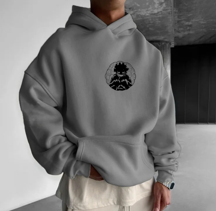 ONE PIECE Offizieller Anime-Charakter-bedruckter Kapuzenpullover für Herren und Damen im Y2K-Stil, lockerer, übergroßer Pullover-Hoodie