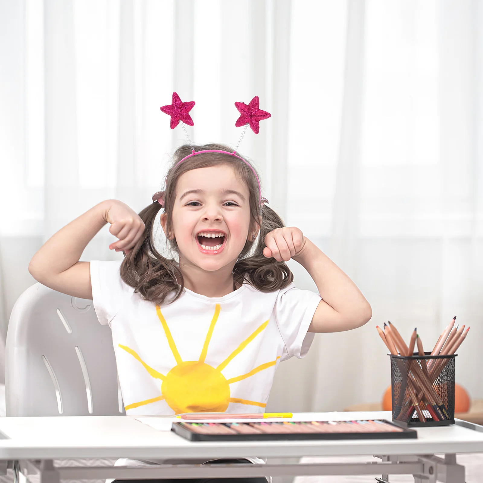 6 個のスターヘアアクセサリーキラキラヘッドバンドキラキラ五芒星の帽子パーティーの記念品子供のための独立記念日