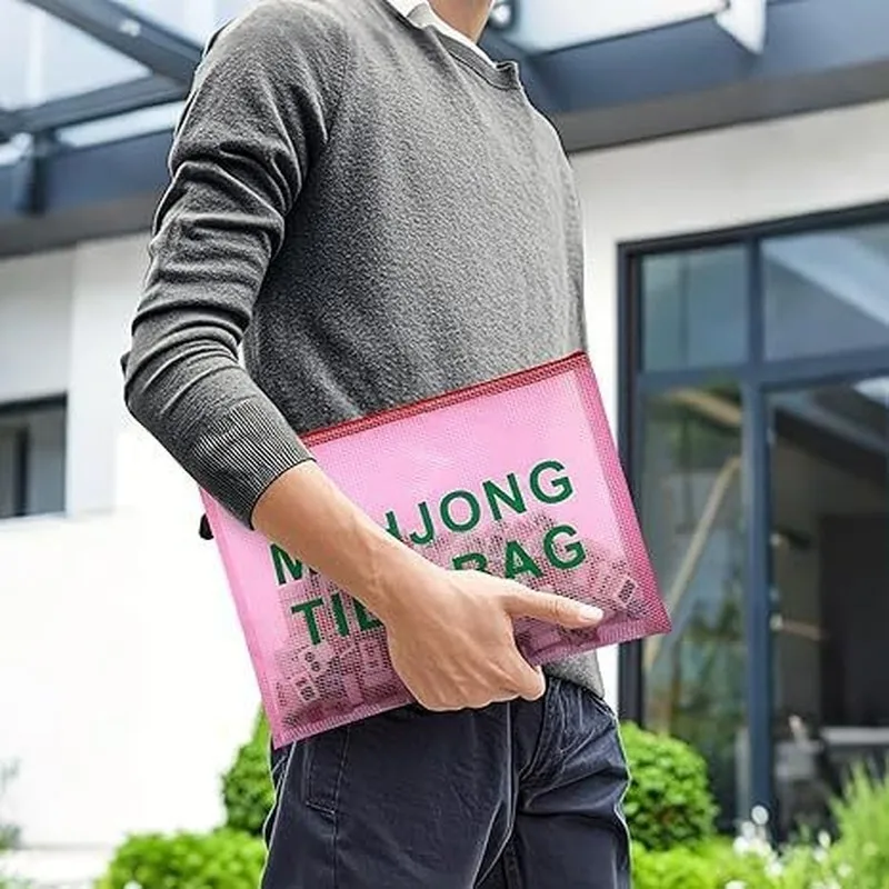 Colorful Grid Mahjong Storage Bag, Multi-Color, Multi-Purpose, Large-Capacity, Portable Mahjong Tile Organizer Bag