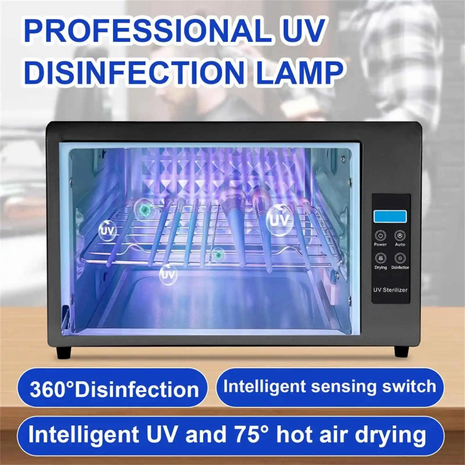 Reinigingsmachine voor nagelgereedschap, UV-lichte nagelreinigermachine, 48L reinigingskast voor manicuregereedschap, salonuitrusting