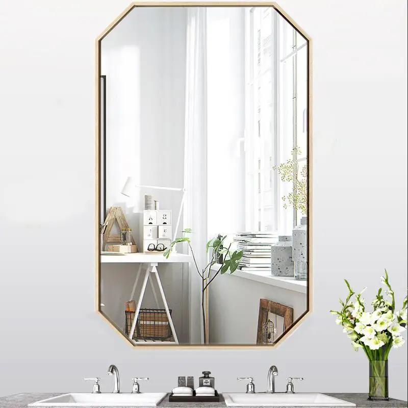 

Nordic octagonal bathroom mirror, bathroom mirror wall-mounted hotel wall-mounted mirror wrought iron mirror