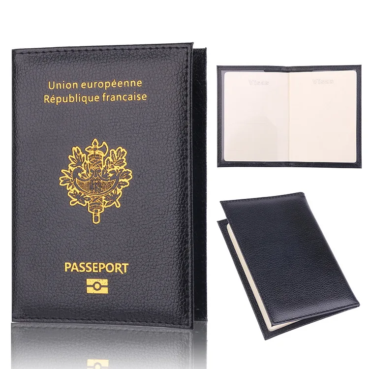 Francia copertina del passaporto slot per carte di credito in pelle PU Porte-Passeport Housse uomo donna organizzatore di passaporti francesi per i viaggi