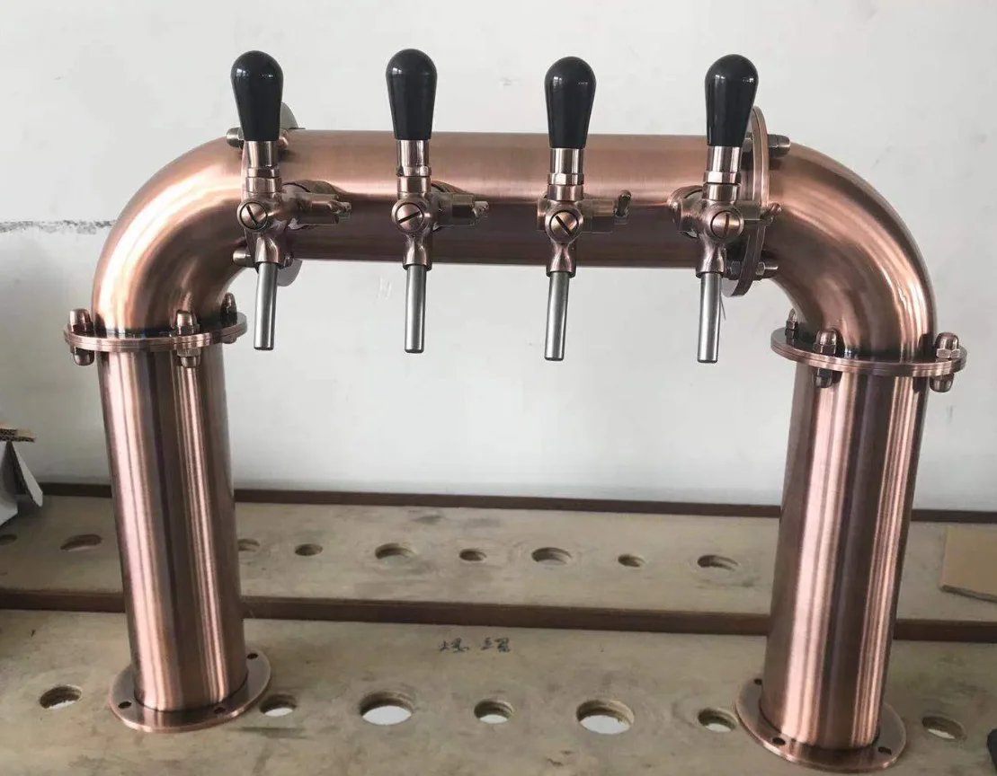 Stainless Steel Draft Beer Tower 4-8 Taps, Brewery Countertop Beer Dispenser with Faucets & LED Bubble Light Sign