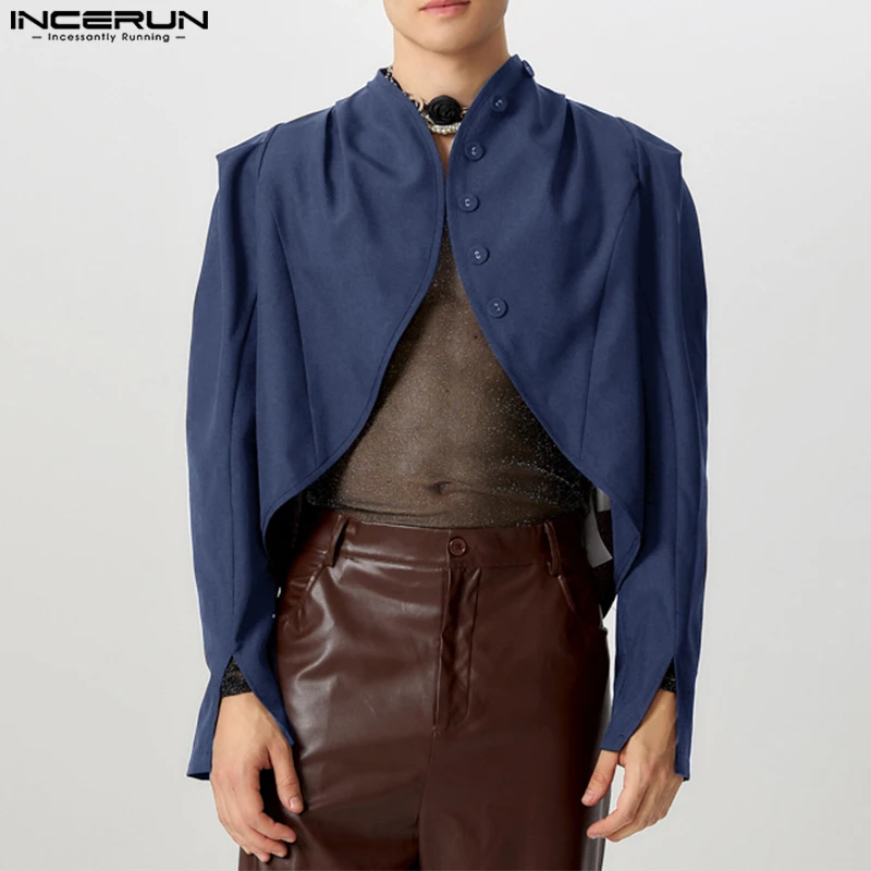 

INCERUN Men Blazer Solid Color Long Sleeve Open Stitch Irregular Blazer Men Streetwear 2025 Fashion Casual Suits