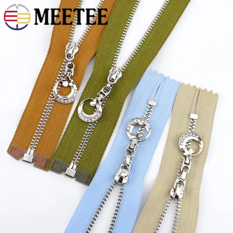 Meetee 2/5 sztuk 3 # metalowe zamki Close-End 20/30cm Open-End 40-70cm na zamek błyskawiczny do torby odzieży torebka Zip zestaw naprawczy materiał