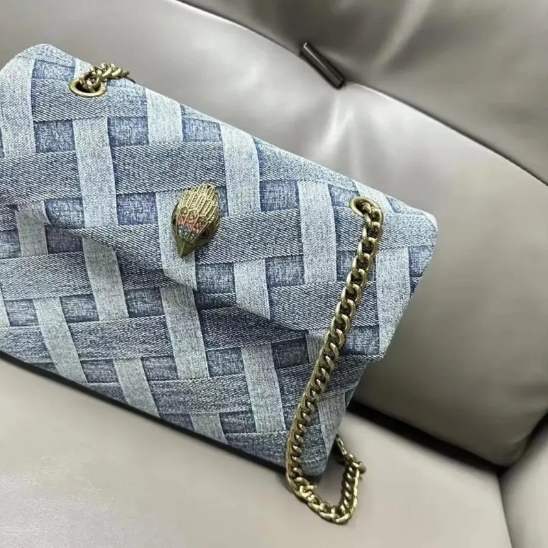 حقيبة جديدة من قماش الدنيم للغسيل الماسي لعام 2024 حقيبة الكل في واحد بكتف واحد وسلسلة كروس كلاسيكية كلاسيكية على شكل رأس هوك