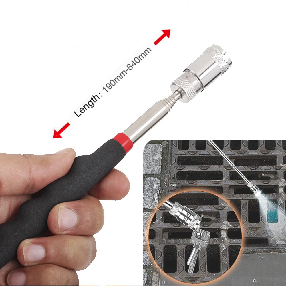 Mini Portable Telescopic Magnetic Metal Mirror Magnet Pen Flashlight Magnet Rod Part Picking Tool Ability to Pick Nut and Bolt