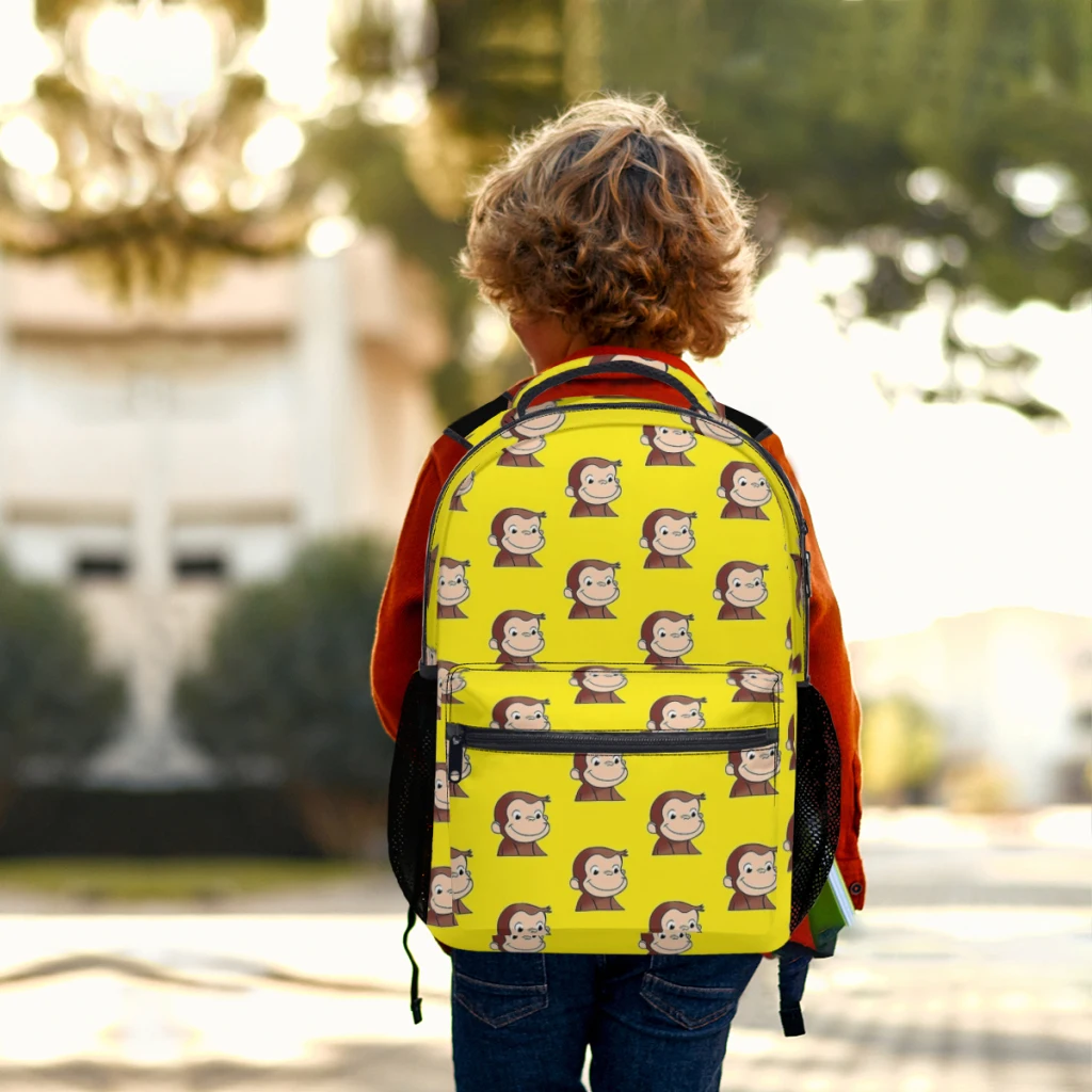 Mochila Leve Estampada Curious George, Mochila Infantil Casual, Jovem, 17\