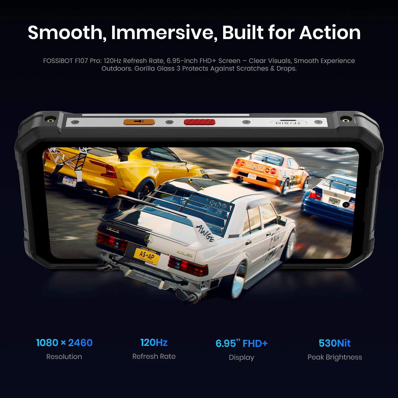 FOSSiBOT F107 PRO 5G Rugged Smartphone Android 15 6.95" FHD+ 12GB+512GB Mobile Phone 28000mAh Starlight Night Version 66W NFC