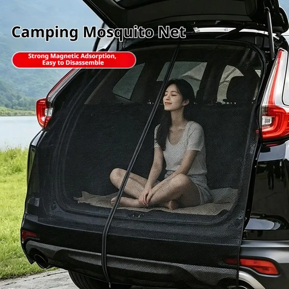Car Trunk Mesh Curtains Car Tail Camping Mosquito Insect Net for Overlanding Camping Travel UV & Bug Protection Mesh Net