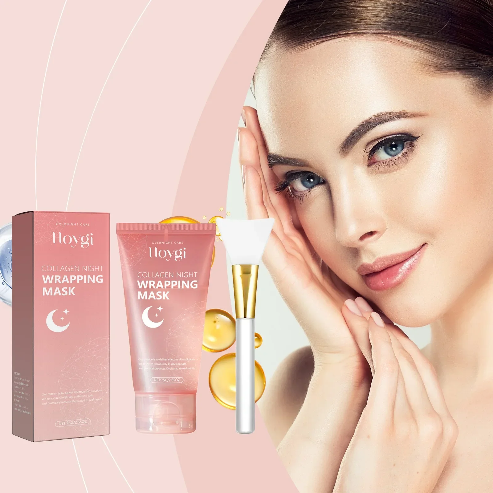2 Pack Night Repair Collagen Peel-Off Masks with 2 Brushes - Deep Cleansing, Hydrating, Brightening,for Mother's Day &Easter