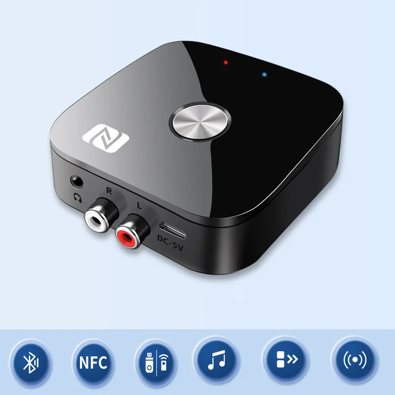 NFC Bluetooth 5.3 Audio Receiver 3.5mm AUX R/L RCA Stereo Lossless HIFI Music Wireless Adapter USB U-Disk Play Remote Control