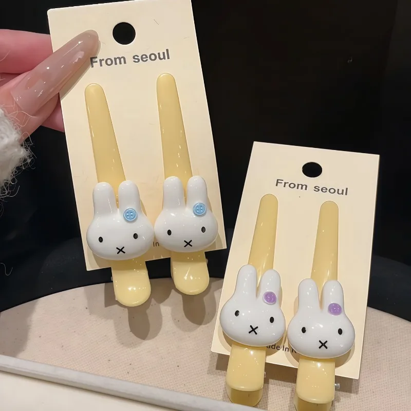 Miffy Kawaii Anime Cartoon Rabbit  Long Duckbill Hair Clip Women's Straight Cute Hair Accessory Side Bangs Clip Home-based
