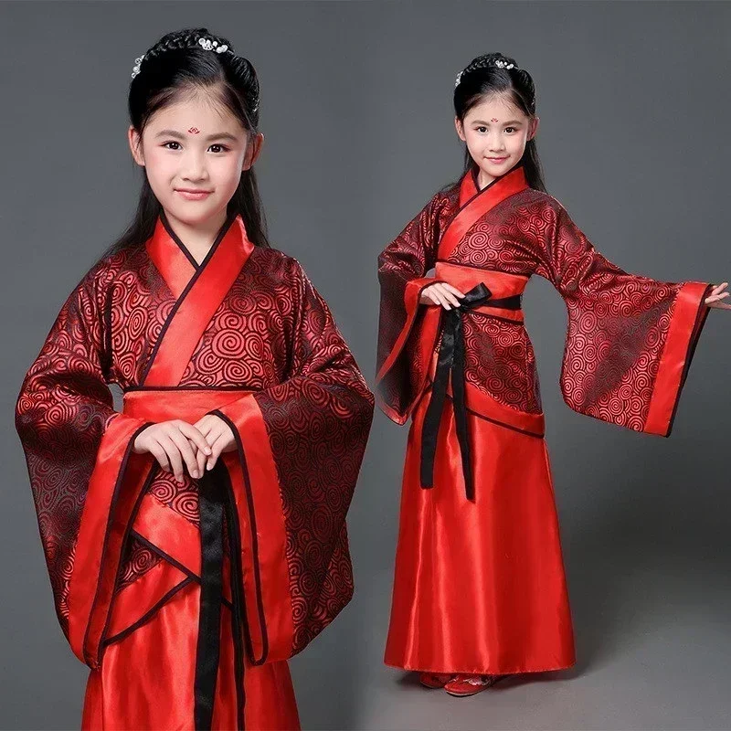 2025 Halloween danza folclórica china ropa de Año Nuevo hanfu tradicional para niñas niños vestido de dragón antiguo disfraz de Carnaval de escenario