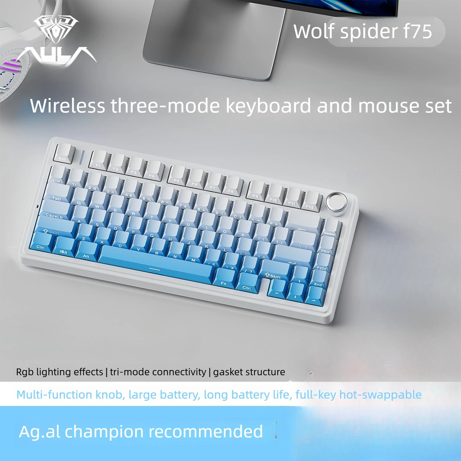 AULA F752.4G Customized Mechanical Keyboard Wireless Bluetooth Gaming Computer Peripheral Tablet 75% Keypad pc teclado keyboards
