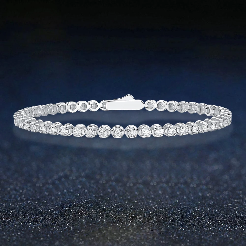 

2mm Moissanite Bracelet for Women 100% 925 Sterling Silver D Color Diamond Chain Sparkling Classic Fine Jewelry Gift -Starry Sky