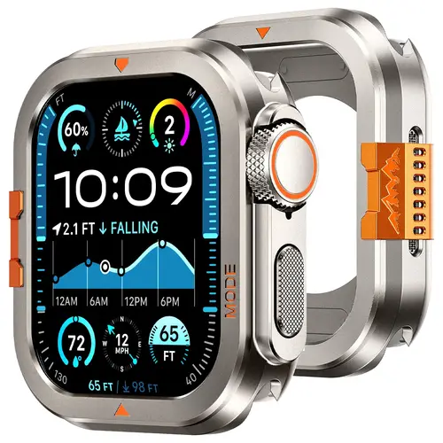 Imagen 2 del producto Caja de Metal de aluminio de lujo para Apple Watch Ultra 3/2/1 49mm 11 10 46mm funda protectora de marco de parachoques duro para IWatch Series 11 10