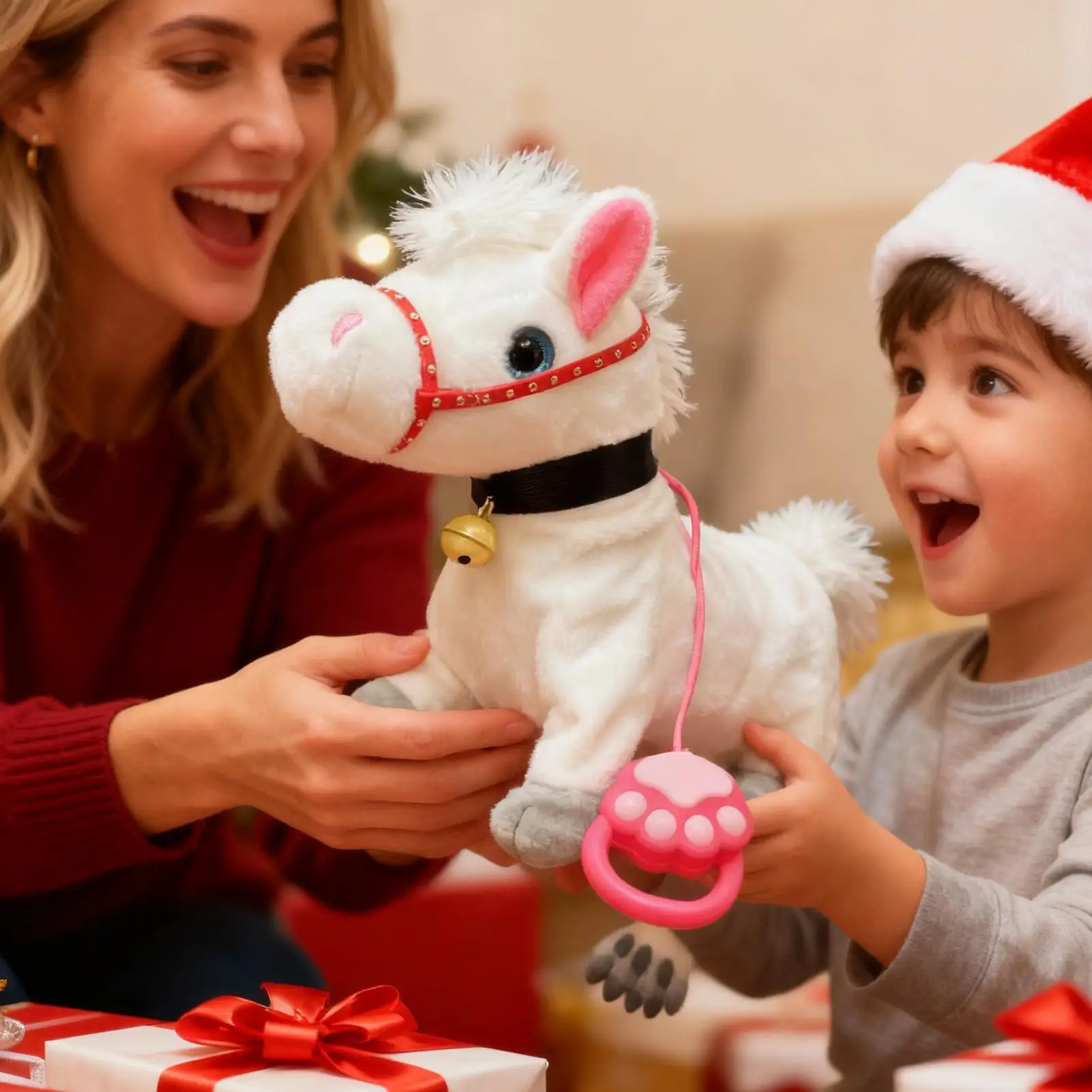 Walking Horse Toy Lead Rope Included Realistic Children Electric Toy Walking Horse for Preschoolers Teens Over 3 Years Old Boys