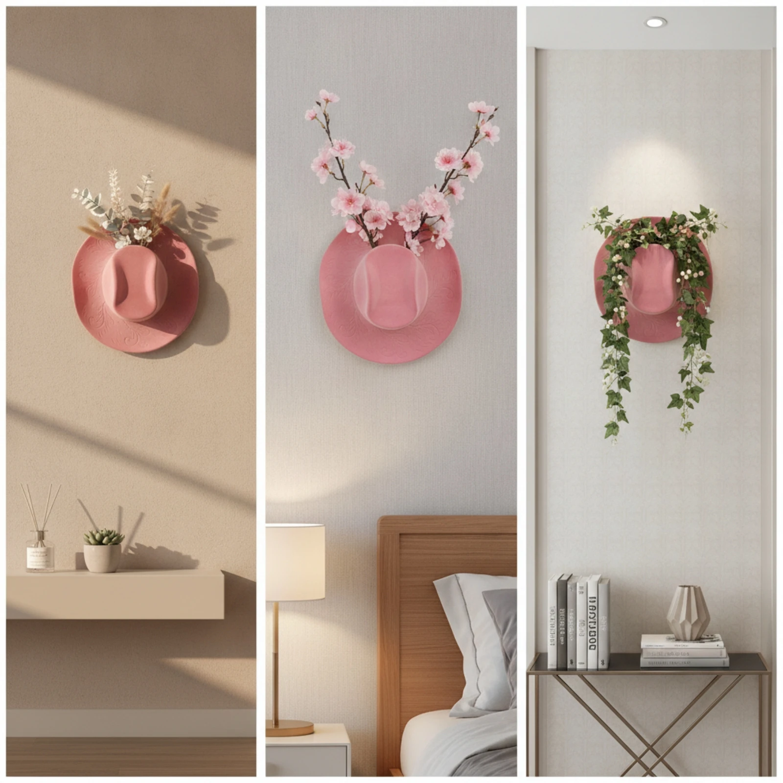 Hat Shaped Vase Sculptural Wall Vase Wall Pocket Chic Decor Versatile for Living Room, Bedroom