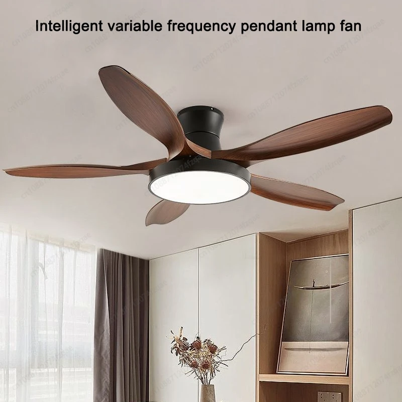 Nordic Minimalist Style LED Full Spectrum Ceiling Fan Light Restaurant Living Room DC Motor 42/52/60 Inch Five-blade Ceiling fan