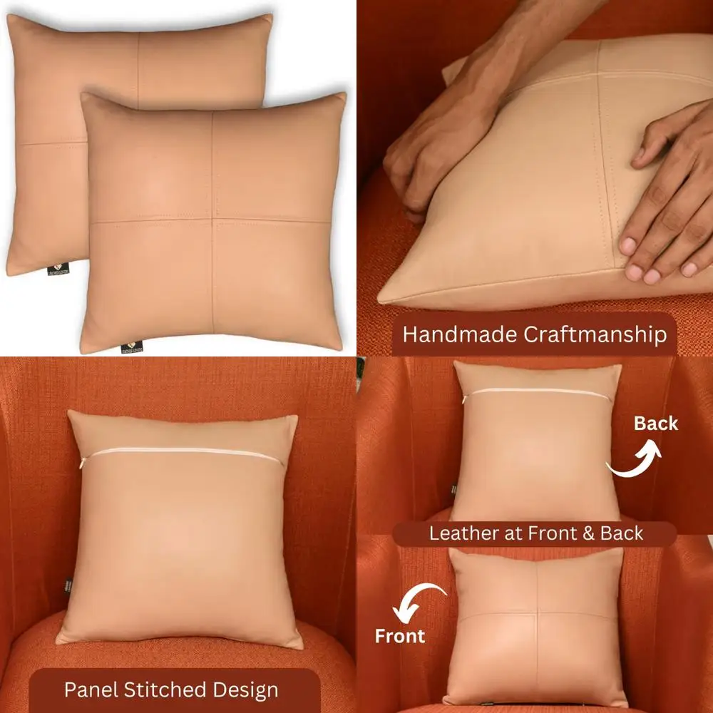 غطاء وسادة من جلد الخراف مصنوع يدويًا، وسادة رمي مزخرفة للأريكة والأريكة والسرير، وسادة جلدية مخيطة على شكل لوحة #1