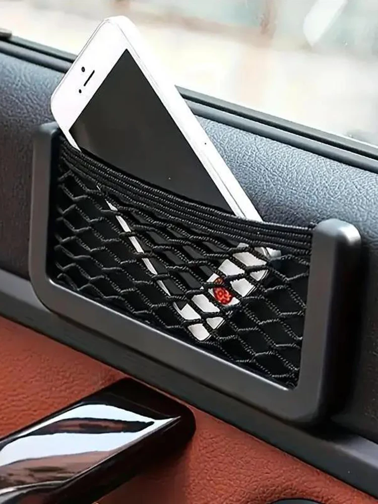 Saco de armazenamento de carro redes adesivo assento automático organizador porta lateral net bolso