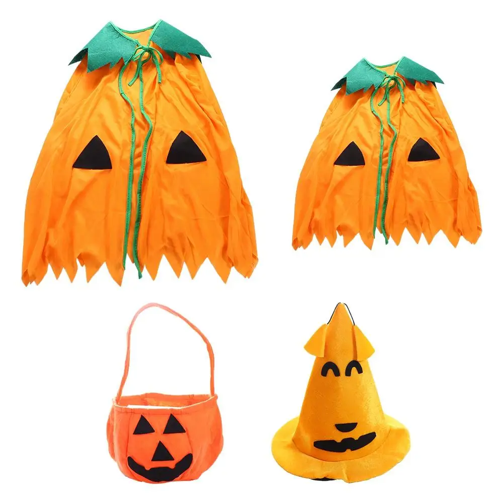 Cute Cosplay Outfit Outdoor Kids Party Costumes Fashion Accessories Halloween Decoration Pumpkin Bag Halloween Cloak