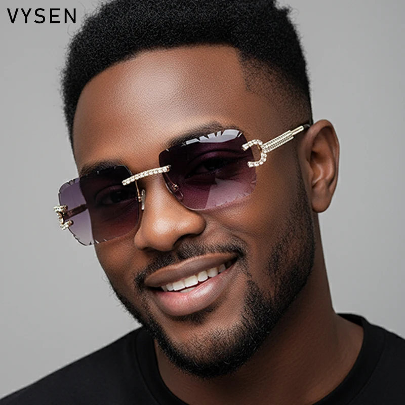 بدون شفة الشرير مربع النظارات الشمسية الرجال 2025 العلامة التجارية الفاخرة خمر قطع حافة فرملس نظارات شمسية حجر الراين في الهواء الطلق نظارات ظلال #4