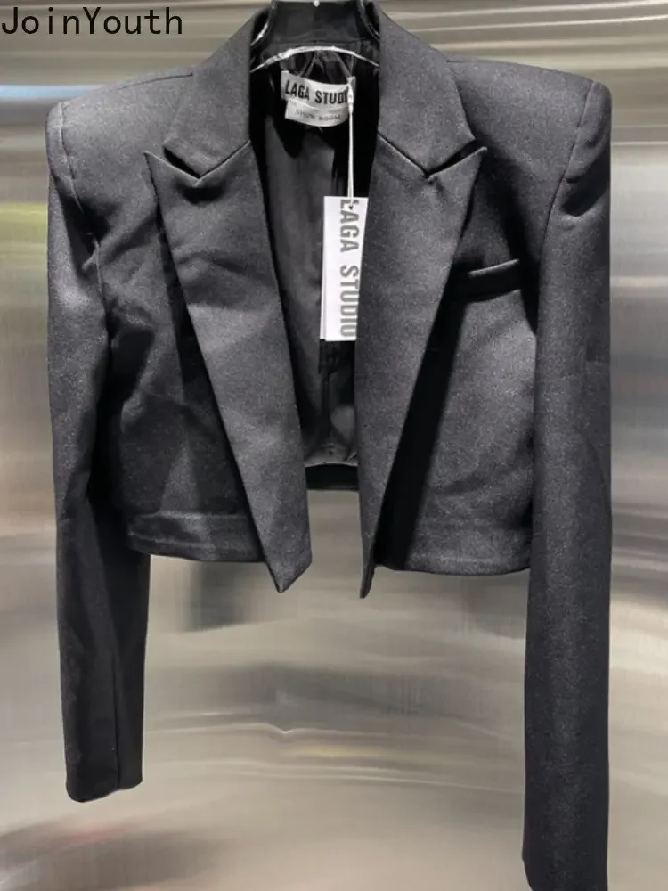 Blazer à manches longues imprimé léopard pour femmes, veste trempée, manteau court, tunique coréenne, vêtements sexy, mode, Y-Y2K, 2023