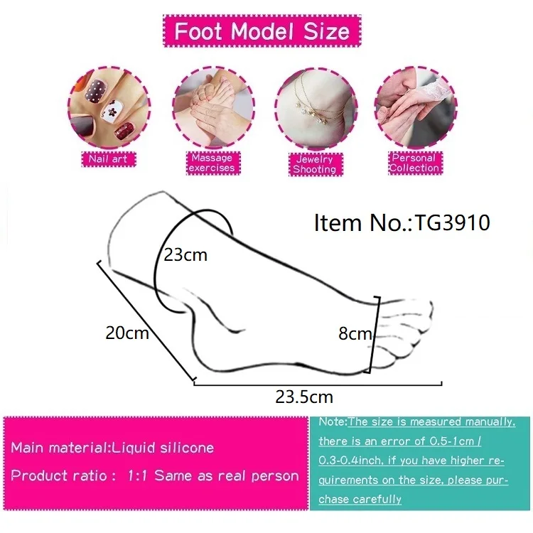 Modelo de pie de maniquí para mujer, accesorios de tiro femeninos, fetiche de pie Sexy, simulación de silicona líquida con suelas dobladas de hueso