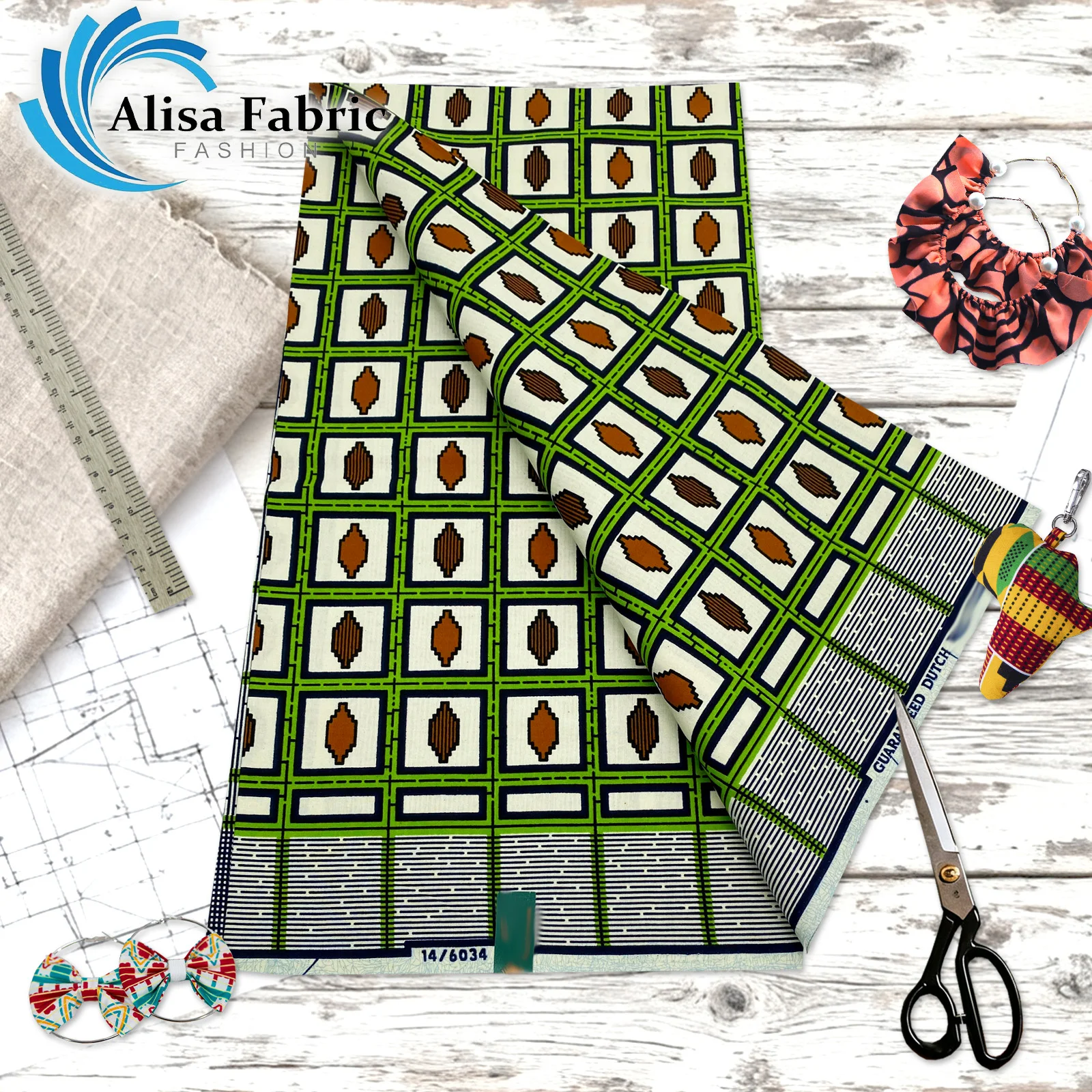 

Новейшая ткань из 100% хлопка с африканским восковым принтом «Голландий» 2026 года, оптом, 6 ярдов, для кутюр, для мужчин и женщин