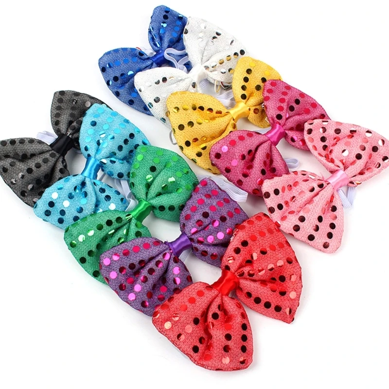 10Pcs Light Up Necktie LED Bowtie Sequins Bow Tie Gifts for Men Glow in the Dark