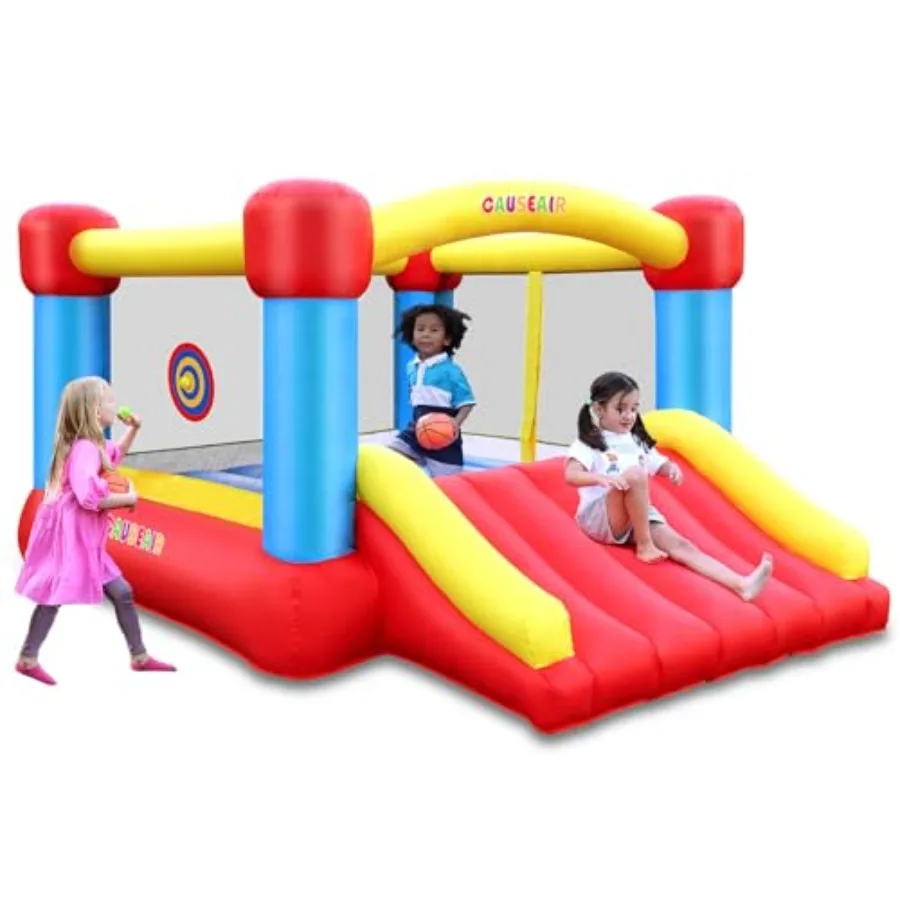 منزل ترتد قابل للنفخ مع منفاخ GFCI للمتعة في الهواء الطلق: 12 قدم طول × 9 قدم عرض يتضمن لعبة كرة السلة لعبة كرة السهام PVC المتينة #1